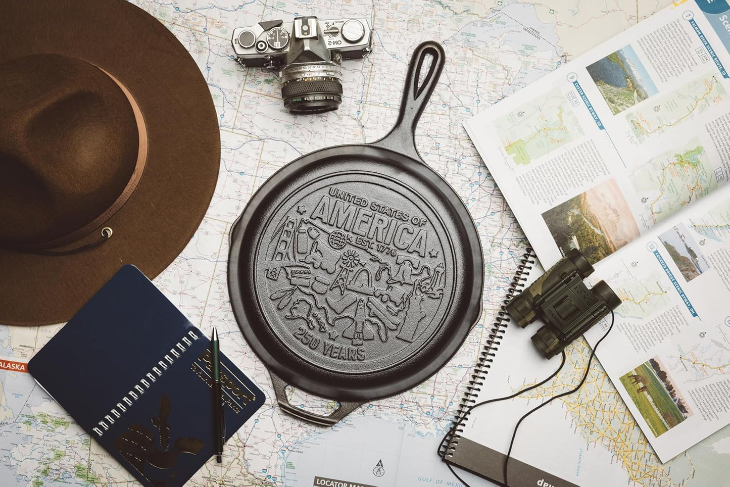 Lodge 10.25 Inch Cast Iron Skillet – Pre-Seasoned Frying Pan with Teardrop Handle – Oven, Stovetop, Grill & Campfire Use – Made in USA – Non-Toxic, Even-Heating Cookware – 250th Anniversary Logo