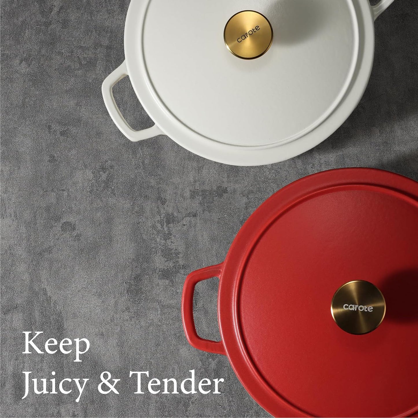 CAROTE 5QT Enameled Cast Iron Dutch Oven Pot with Lid, Heavy-Duty Dutch Oven for Sourdough Bread Baking, Braising, Stews, Roasting, Healthy & Non-Toxic, Dual Handles, All Stovetop Compatible, Oven Safe up to 500° F, Red