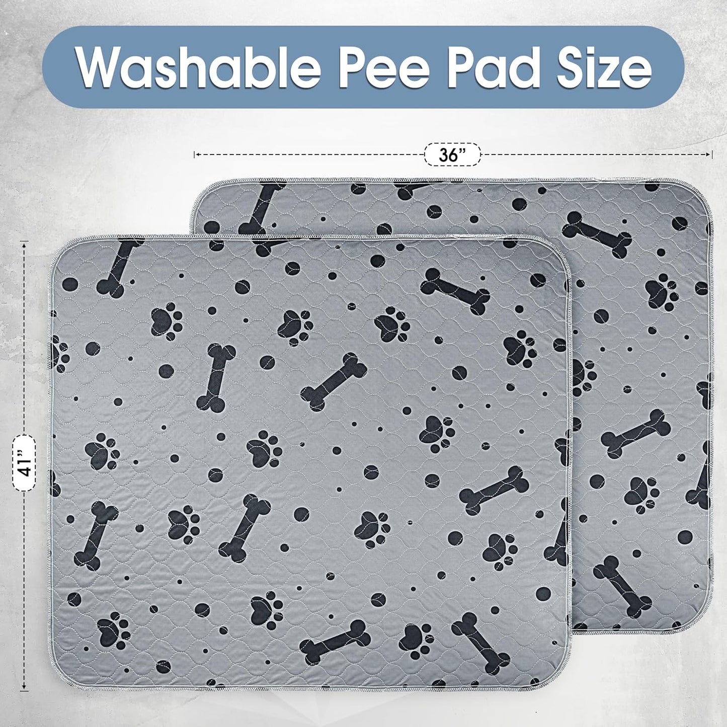 Washable Pee Pads for Dogs - 2 Pack Large 36"x41" Washable Puppy Pads, Waterproof Dog Pee Mats with High Absorbency & Anti-Slip Bottom for Pet Training