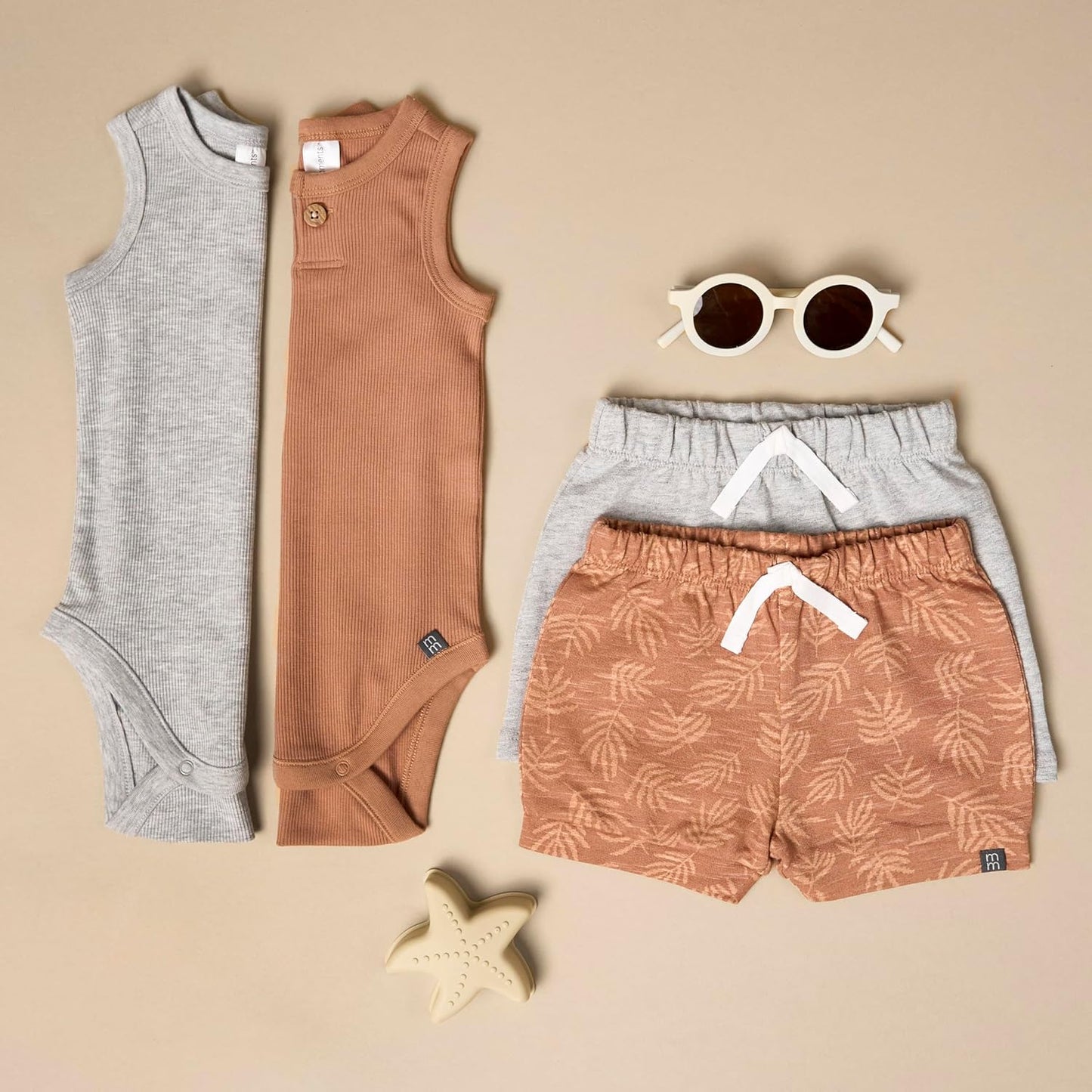 Modern Moments by Gerber Baby Boys' Ribbed 4-piece Sleevless Bodysuit & French Terry Short Set
