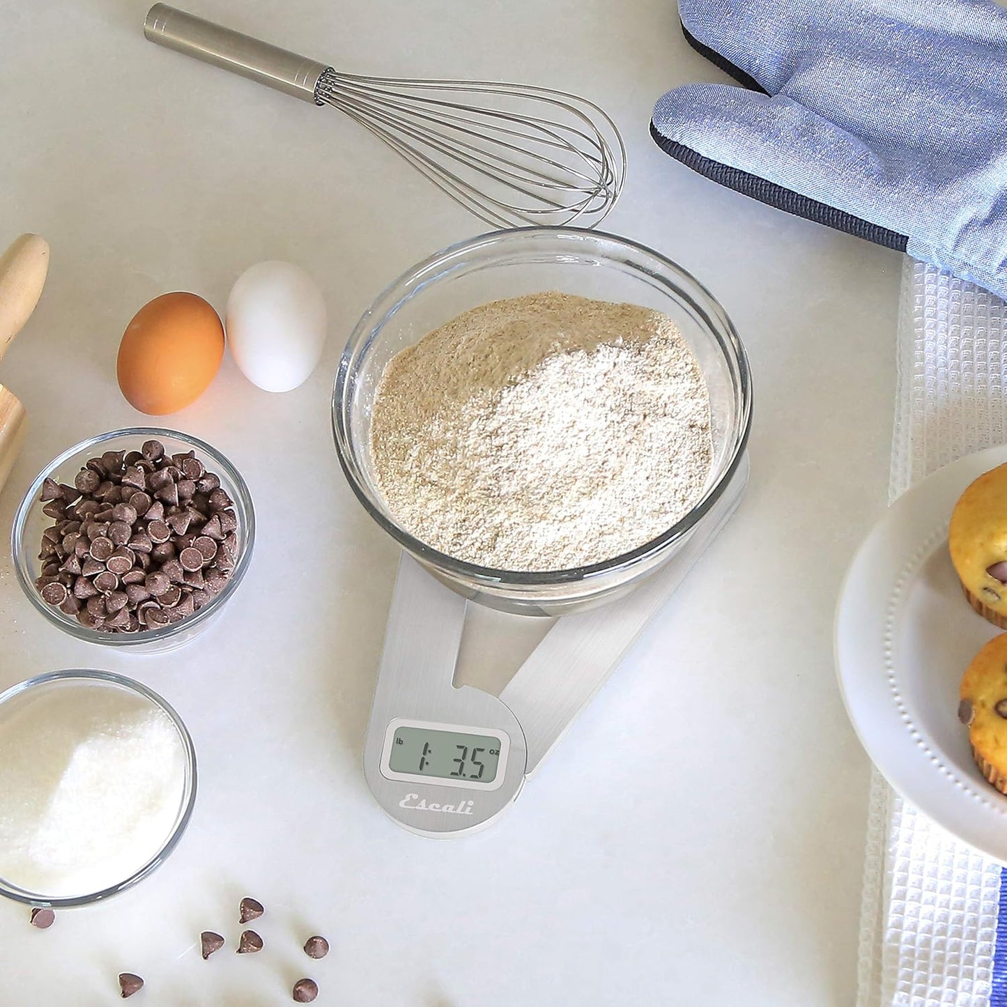 Escali F115 Compact Kitchen Scale, 11 lb/5 kg, Stainless Steel