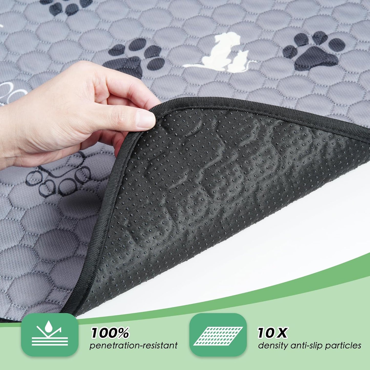 Washable Pee Pads, Puppy Pee Pad for Dogs, 2 Pack Absorbent Reusable Training Dog Pads Pet Puppy Pads, Non-Slip Potty Pads for Whelping, Playpen, Crate, Bed, Grey 32"x63"