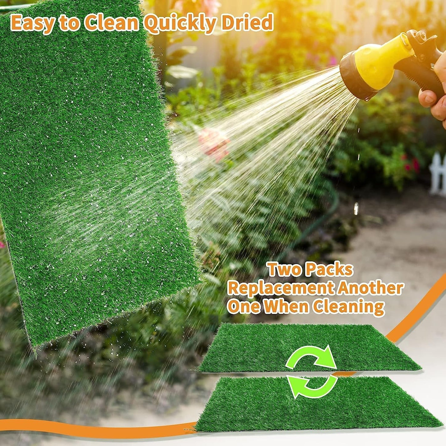 LOOBANI Dog Grass Pee Pads, 2 Pack Artificial Grass Pads for Potty Tray, Fake Grass for Dogs to Pee On, Outdoor Indoor Pee Grass for Dog Potty (18*23 inch)