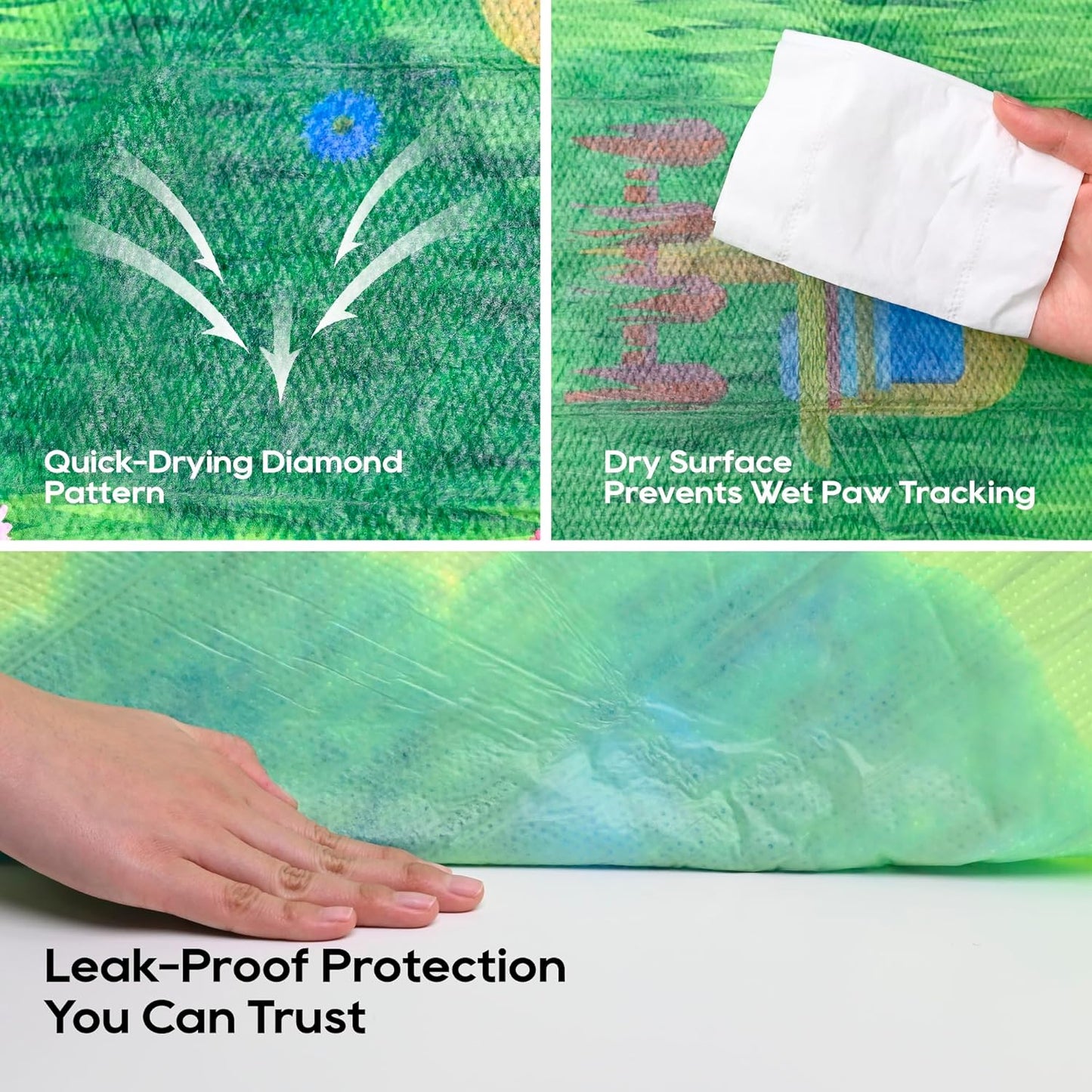 HoneyCare Fresh Grass Print/Scent All Absorb XL Training Pads, 26x30, 40 Ct