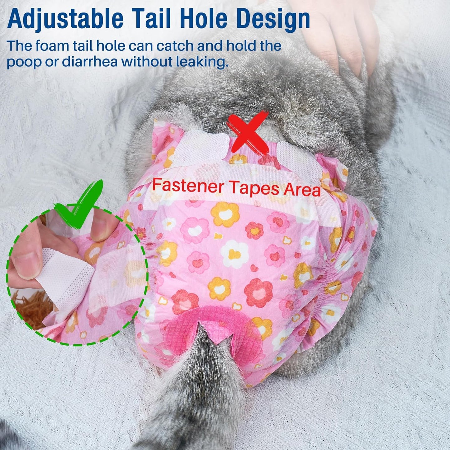 Pet Soft Dog Diapers Female, Disposable Female Dog Diaper, Doggie Diapers for Cat Puppy with Adjustable Foam Tail Hole(Pink,12M)