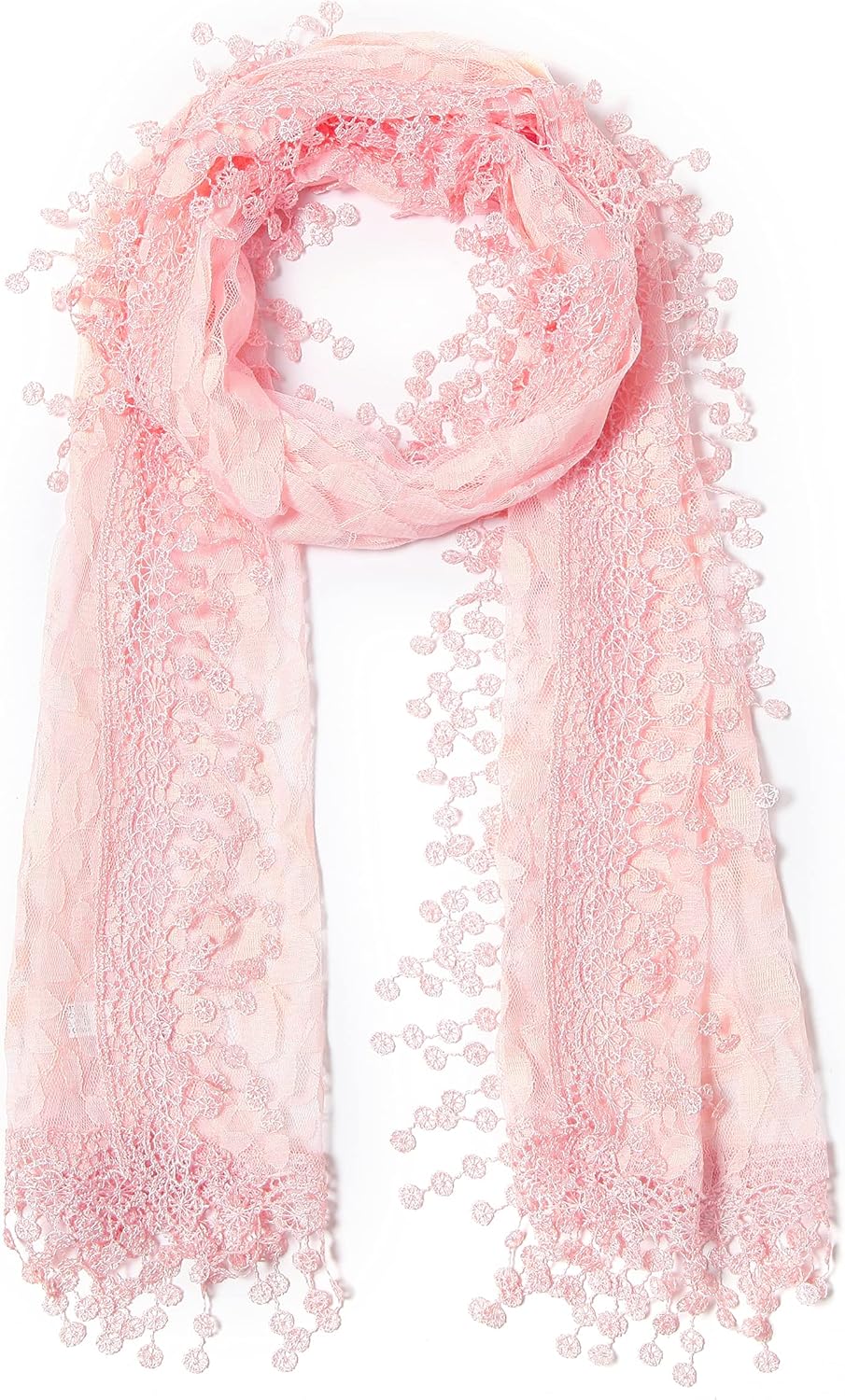 Cindy and Wendy Lightweight Soft Leaf Lace Fringes Scarf Bridal Veils shawl for Women