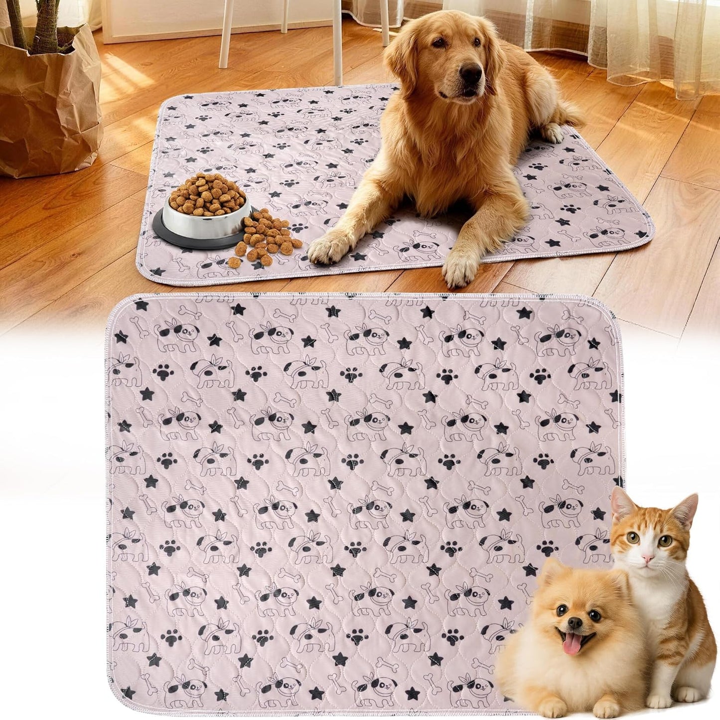 Washable and Reusable Puppy Pee Pads for Dogs Super Durable Chew Proof with Waterproof TPU Backing Non Slip Design Portable for Home Travel and Outdoor Use Khaki Large 1 Pack