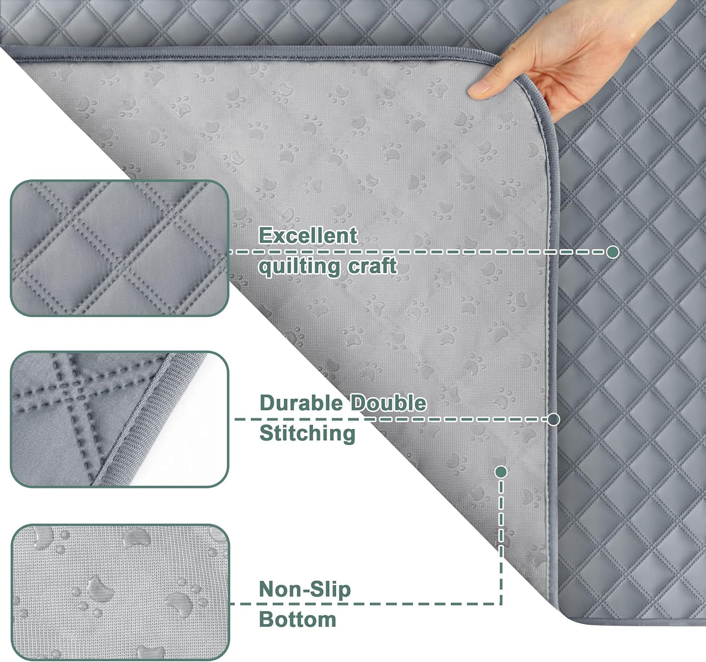 Eterish Reusable Washable Pee Pads for Dogs Small/Large/Extra Large 18'' x 24'' 2 Pack, Absorbent Pet Puppy Dog Training Pads Non-Slip, Waterproof Whelping Potty Pads for Dogs Leak-Proof