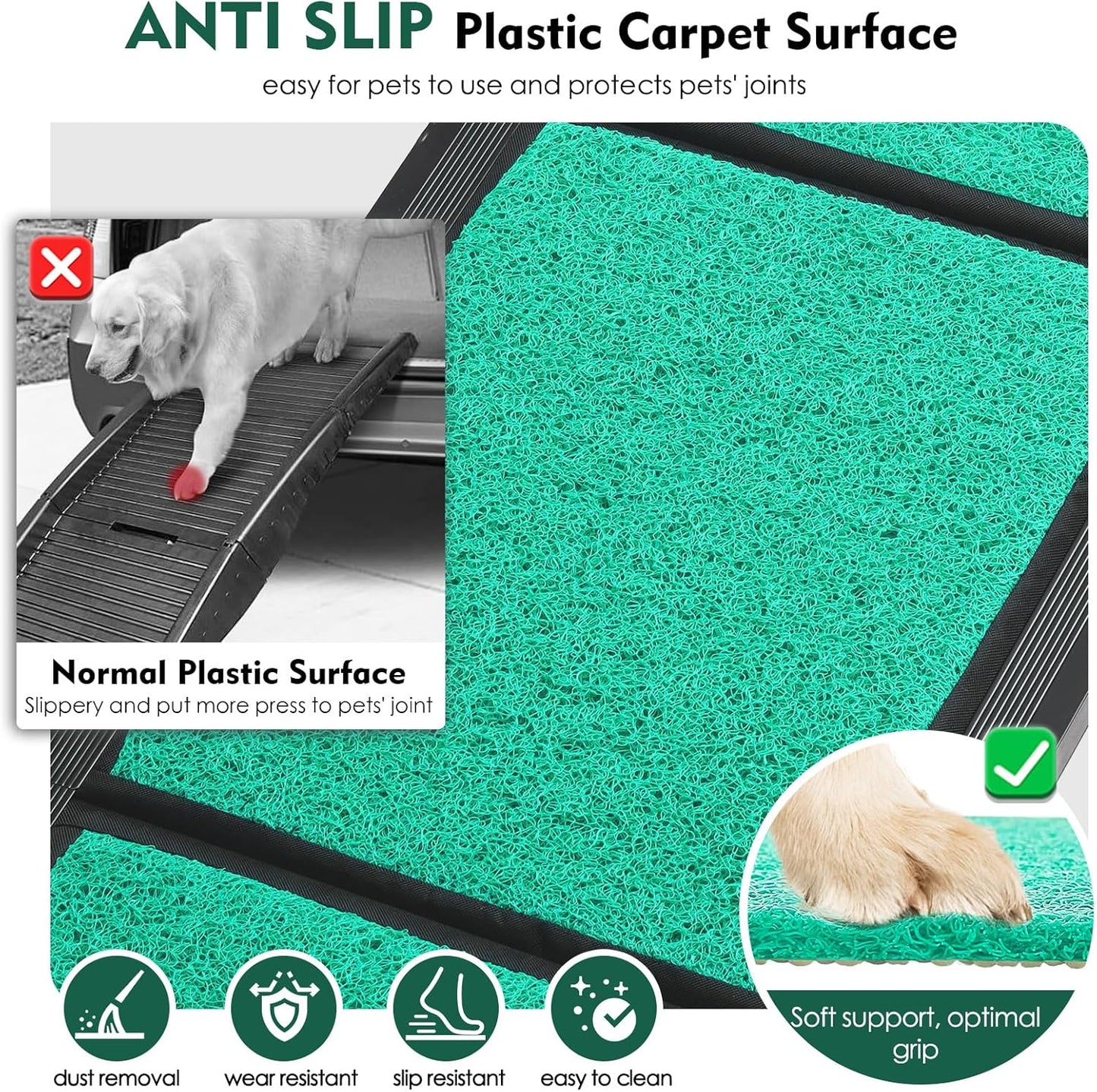 Max Length 71" & Width 20" Dog Car Ramp for Large Dogs Up to 250lbs, Foldable & Non-Slip Surface Ideal for Cars, SUVs, Trucks and Outdoor Steps, Upgraded Lighter Weight, Extra Wide Pet Stairs Ramp