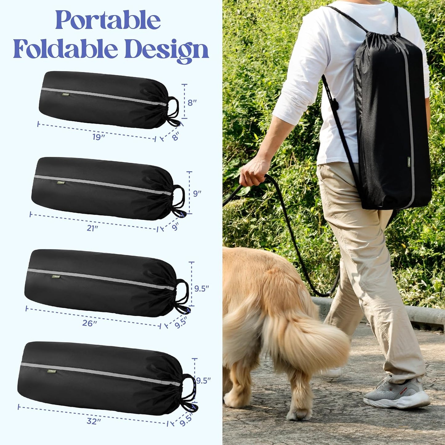 Lesure Shown on TODAY Show Soft Collapsible Dog Crate - 42 Inch Portable Travel Crate for Extra Large Dogs Indoor & Outdoor, 4-Door Foldable Pet Kennel with Mesh Windows, Black