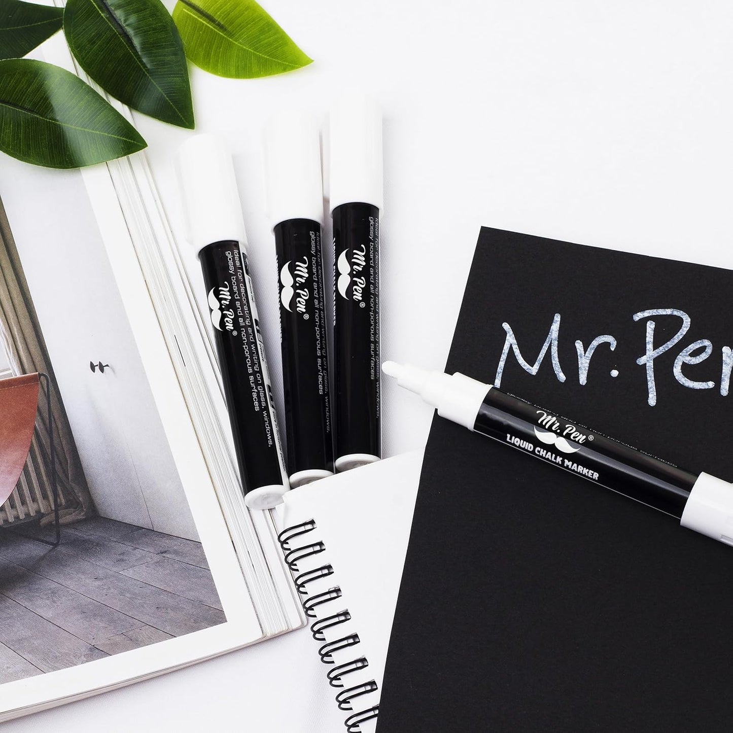 Mr. Pen- White Chalk Markers for Blackboard, 4 Pack, Reversible Tip, White Liquid Chalk Marker, Non-Toxic Liquid Chalkboard for Windows and Glass, Erasable Markers
