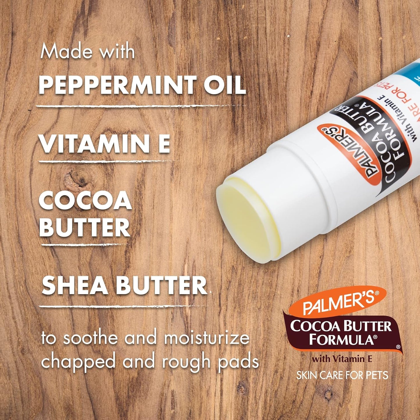 Palmer's Cocoa Butter Fragrance Free Intensive Paw Repair Swivel Stick for Dogs Cocoa Butter Paw Balm with Vitamin E, Peppermint Oil, and Shea Butter for Rough & Dry Pads for Dogs -0.5 oz