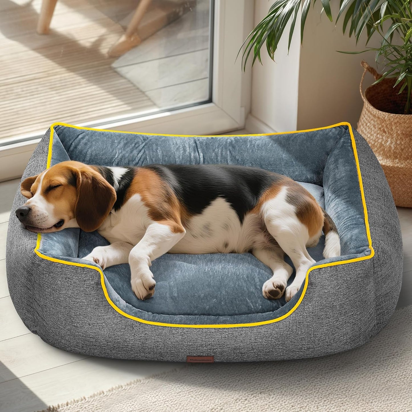 Orthopedic Dog Bed for Large Sized Dogs with Removable Washable Cover, Waterproof Lining & Non-Slip Base, Pet Dogs Couch Sofa with Extra Thick Dual-Layer Interior Padding, 36", Grey