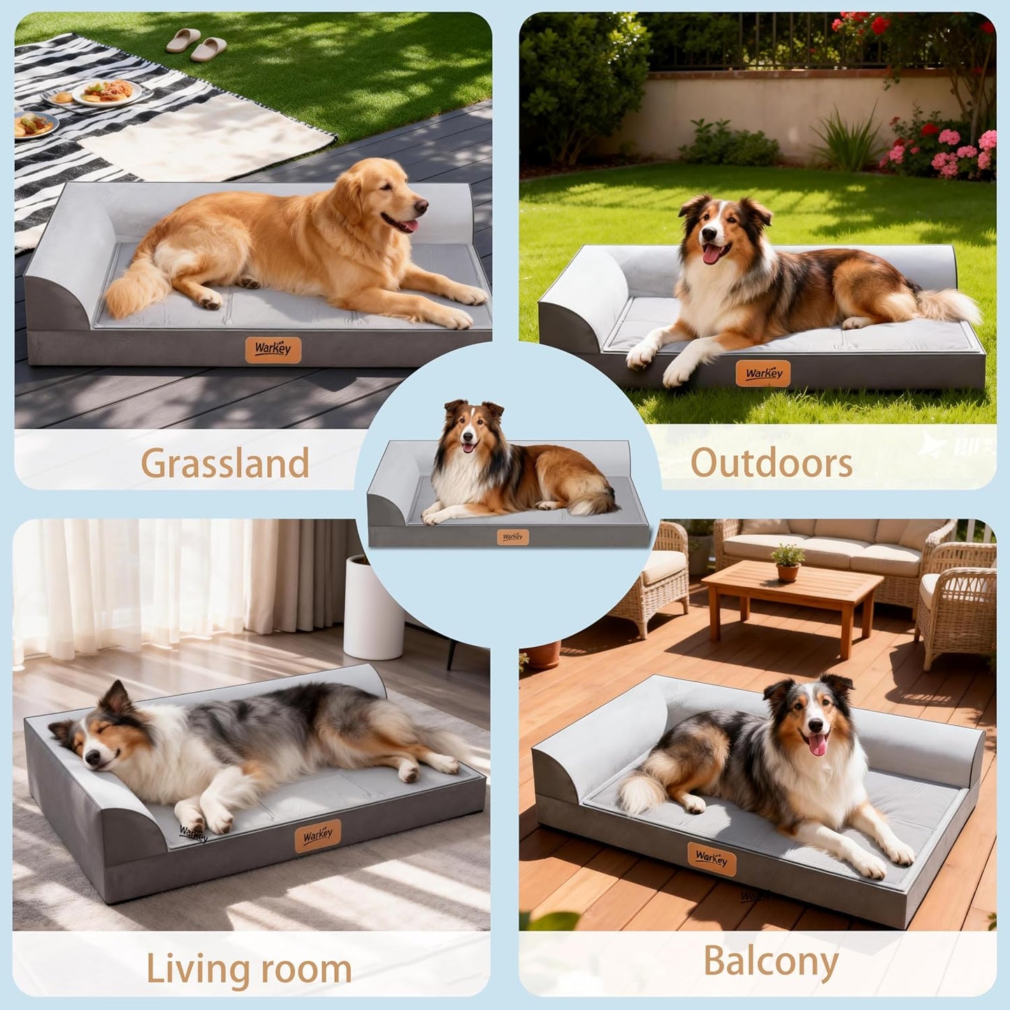 Cooling Dog Bed for Large Dogs, Orthopedic Dog Bed with Cooling Gel Mat, Removable Washable Cover, Waterproof Lining, Non-Slip Bottom, Summer Pet Bed for Sleeping, Size:40"*32"*8"