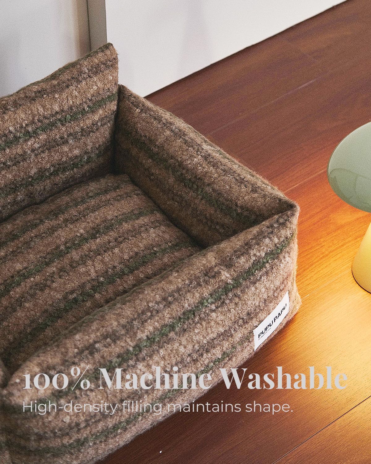 Bouclé Pet Sofa - Mid-Century Modern Designer Cat Couch, Furniture-Grade Aesthetic Cat Bed in Oatmeal Moss Grain, Premium Textured Fabric, Washable & Durable, 21.6"x17.7" (Oatmeal Moss)