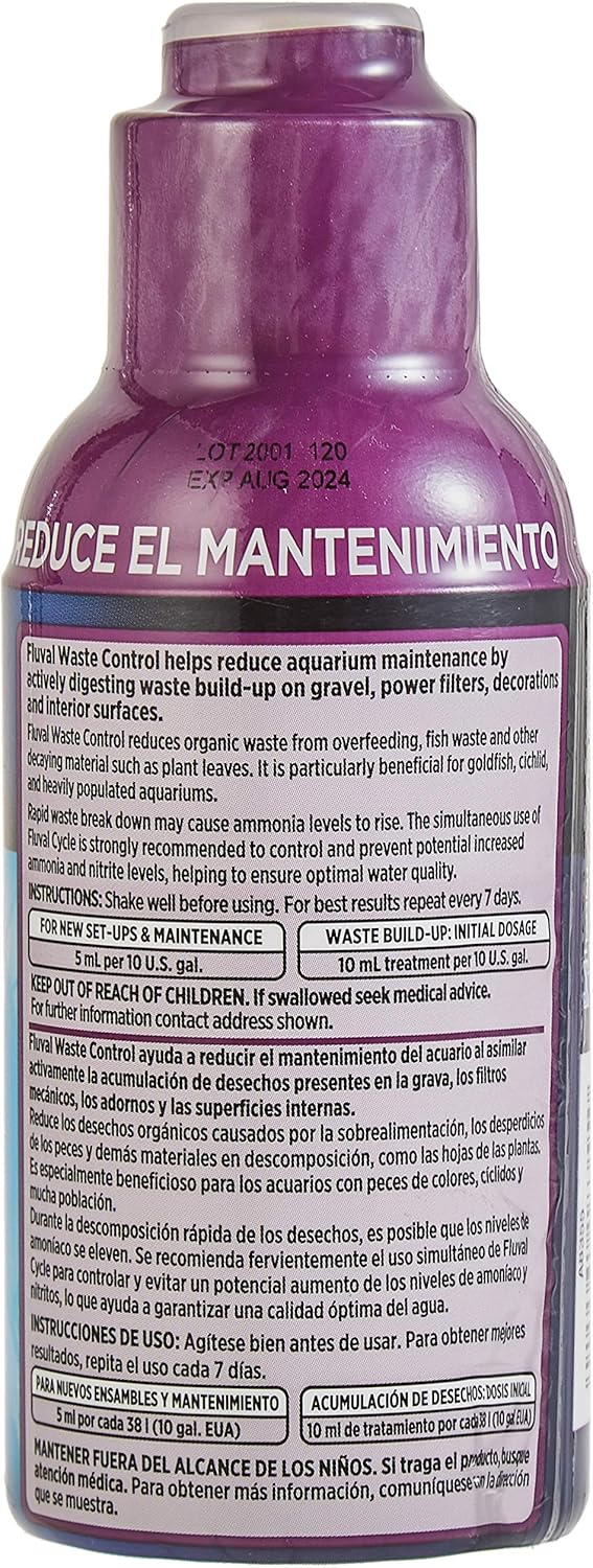 Fluval Waste Control Biological Cleaner, Aquarium Water Treatment, 8.4 Oz., A8355