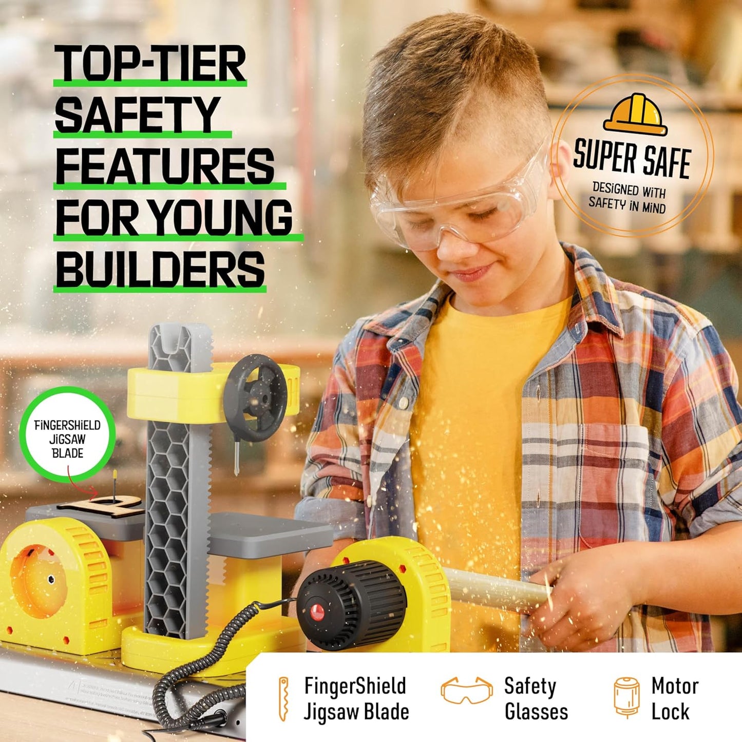 Dan&Darci 3-in-1 Woodworking Station for Kids - Wood Building Projects Kit for Boys - Real Construction Tools Sets - Boy Tool Set - Gifts Age 8 Year Old - Cool STEM Toys Kits Birthday Gift Ideas