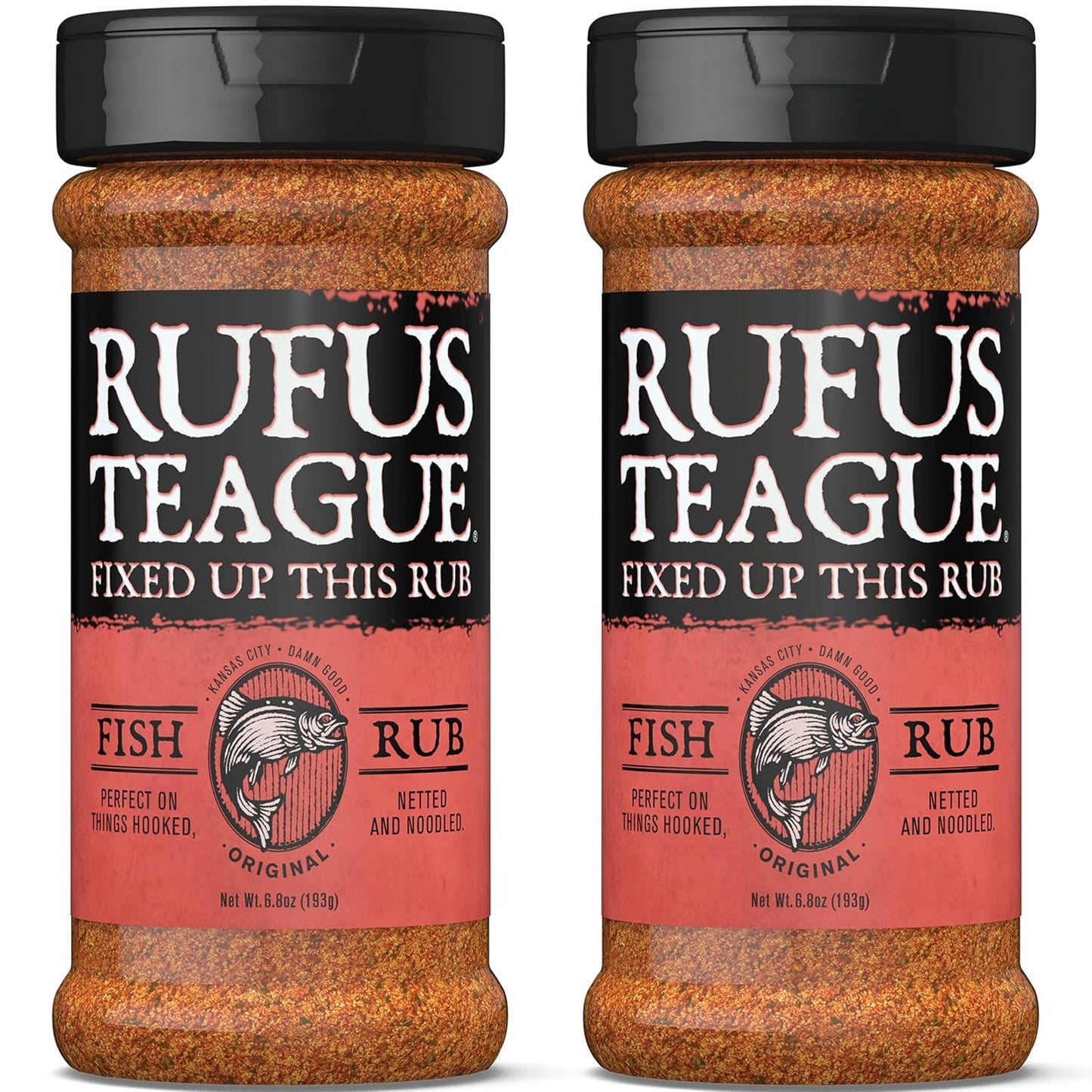Rufus Teague Fish Rub, 2 Pack, Premium Barbecue Seasoning & Dry Rub for Smoking and Grilling, Award-Winning Flavor for Fish, Seafood & More, Gluten-Free, 6.8 oz