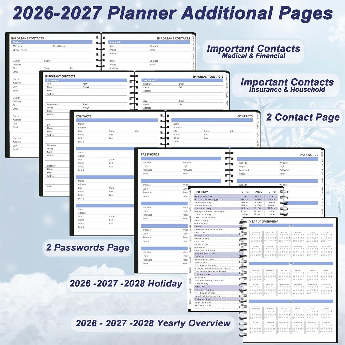 2026-2027 Monthly Planner (7.6'' x 9.6''), from Jan 2026-Jun 2027, 18 Months Calendar 2026 Planner, Agenda Book with Tabs & Pocket, Black
