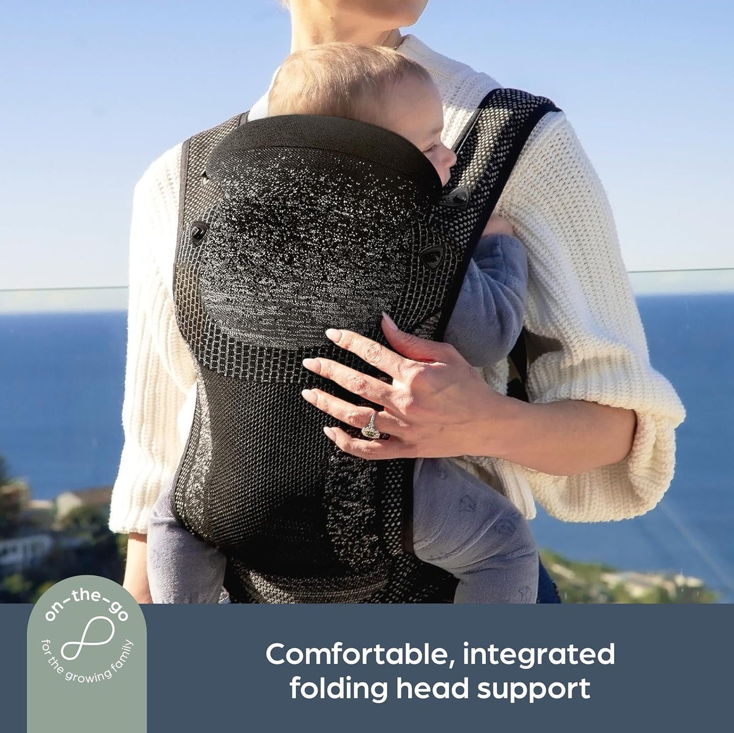 Dreambaby Inspire 3-Position Baby Carrier Newborn to Toddler, 8-33lb Front & Backpack Style Infant Carrier, Breathable Knit Fabric, Comfortable Head Support, Built in Storage Bag for Parents On the Go