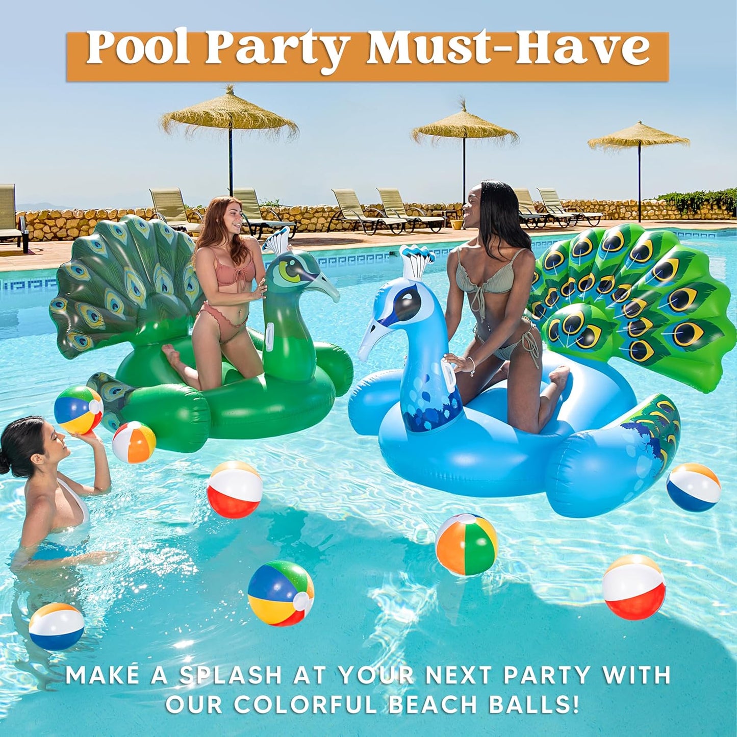 JOYIN 12-Pack 12“ Beach Balls - Bulk Classic Beachball Inflatable Swimming Pool Toys for Games Adults Kids Birthday Party Supplies Combo Set, Rainbow Color Blow Up Luau Decorations Favors Gifts (12")