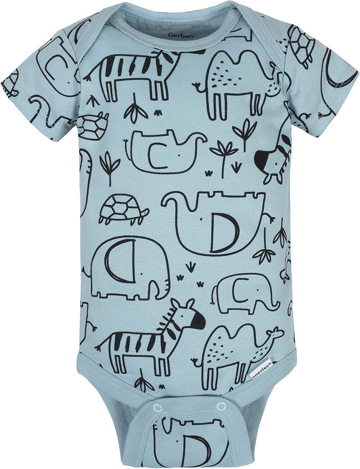 Gerber Baby Boys 8-Pack Short Sleeve Onesies Bodysuits and Toddler T-Shirt Set, Jungle Blue, 3-6 Months US