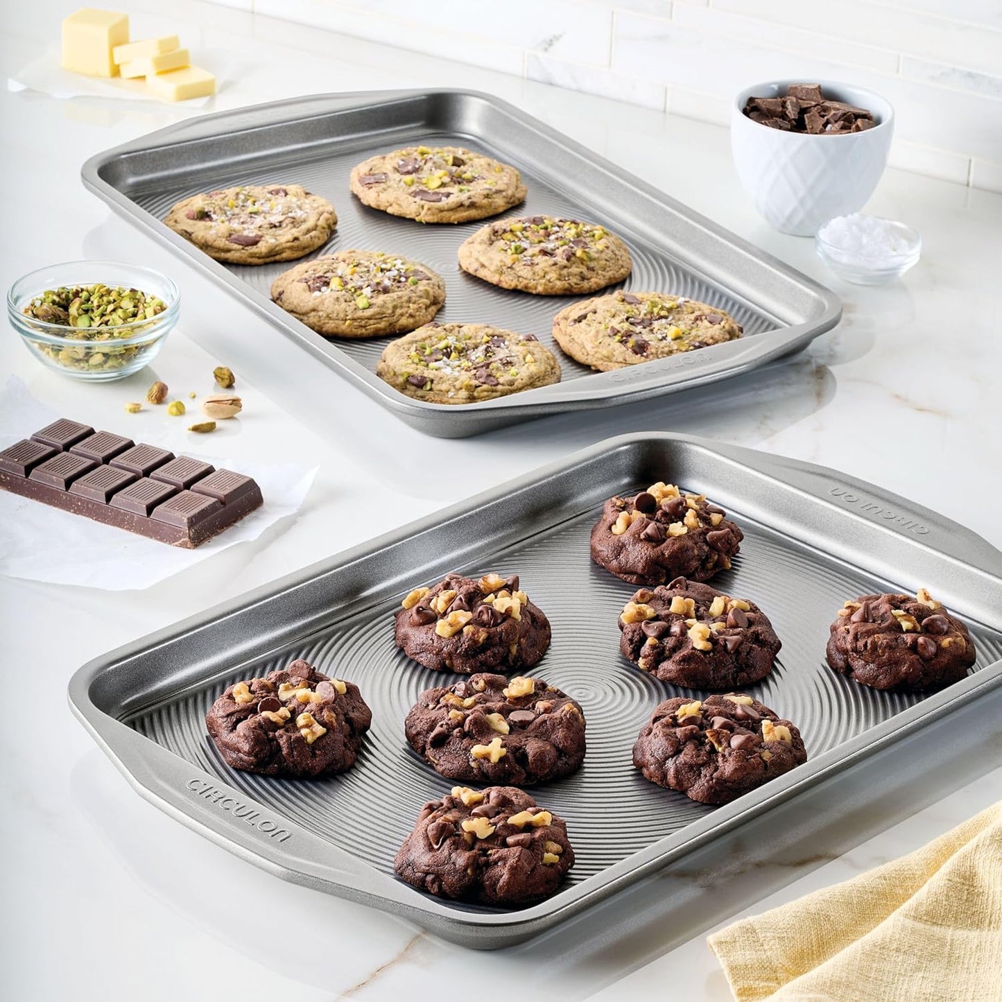Circulon Nonstick Bakeware 2-Piece Baking Sheet, Bakeware Set, Gray