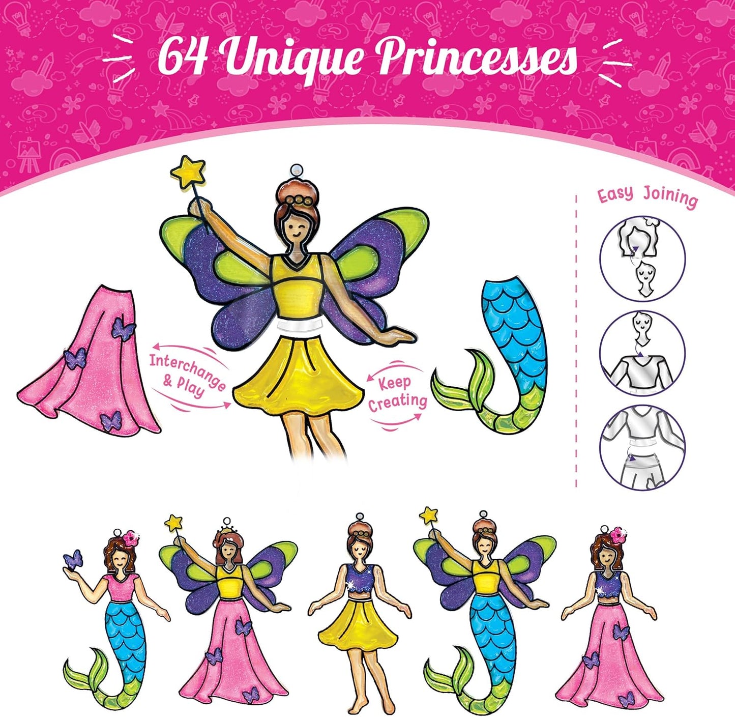 Imagimake Window Art Princess | Suncatcher Kit | Arts and Crafts for Kids Ages 8-12 | Girls Toys Age 6-8 | Easter Unicorn Gifts for Girls | 5 Year Old Girl Gift | 8 Year Old Girl Birthday Gift
