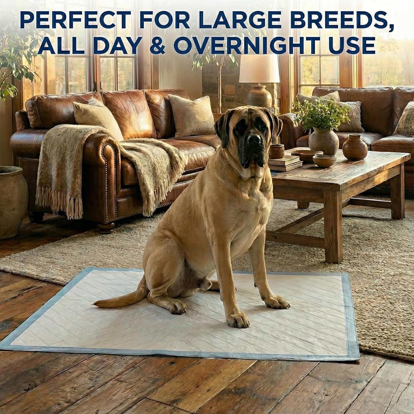 Pee Pads for Dogs Extra Large 37x54 XXL - 50 Count Leak Proof Heavy Duty with Adhesive Tabs – 24 Hour Absorbent Disposable Puppy Training Pads for Large Dog Breeds 6-Layer Non Slip Backing