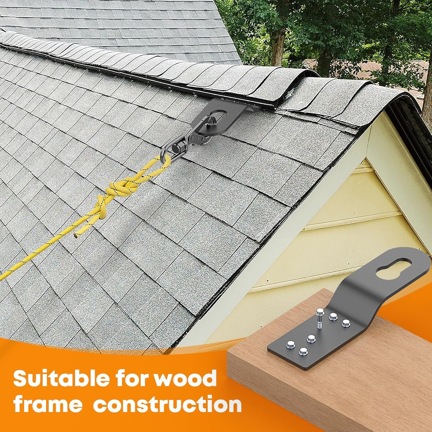 Roof Safety Anchor Hitch Clip,Roof Anchors For Fall Protection Connects To Wood Surfaces,Permanent Roof Anchor Use With Roofing Harness, Safety Ropes And Other Roof Safety Equipment (Black-5 Pcs)