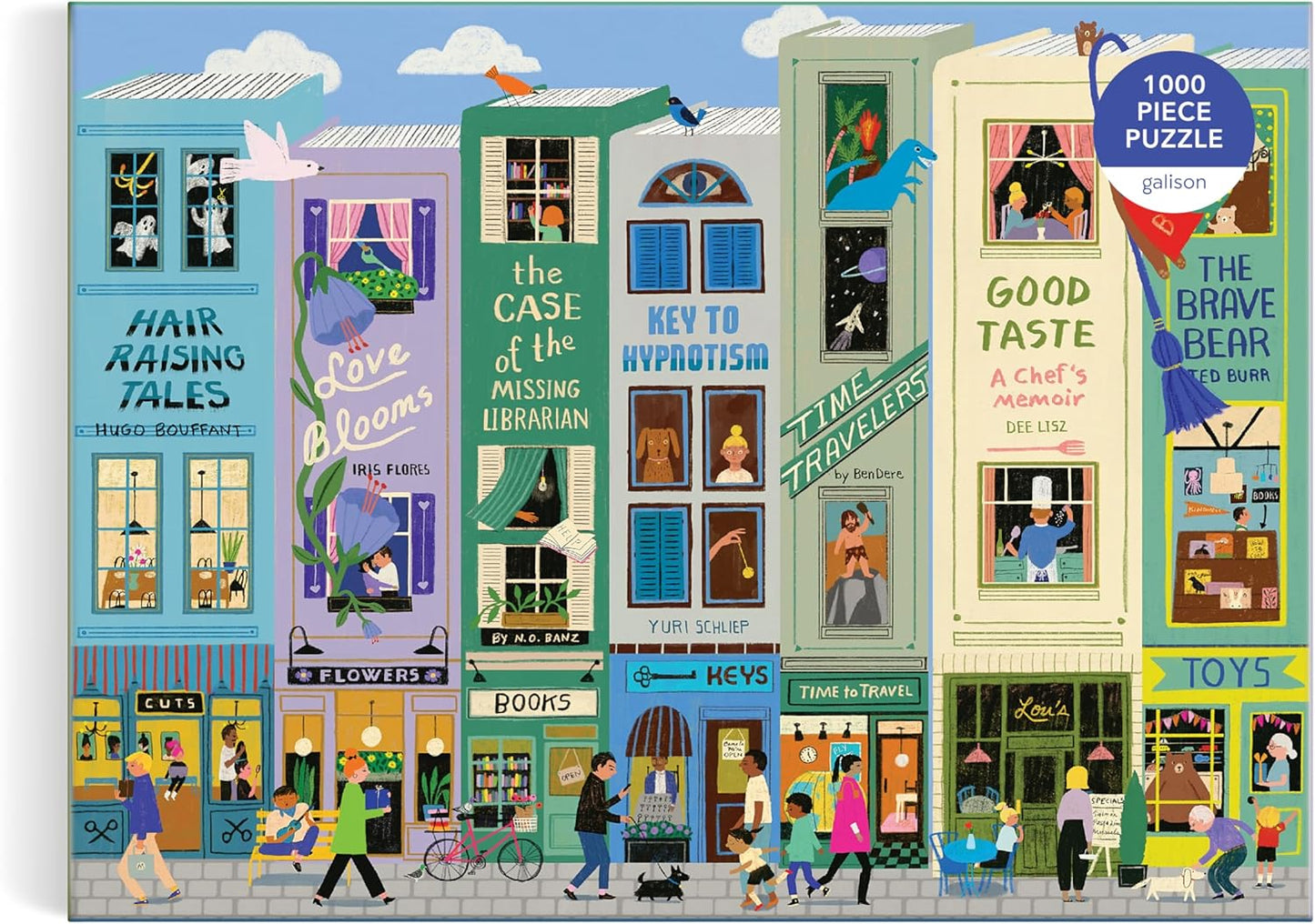 Galison Main Street Books – 1000 Piece Jigsaw Puzzle Featuring Beautiful Artwork of A Book Themed Neighborhood