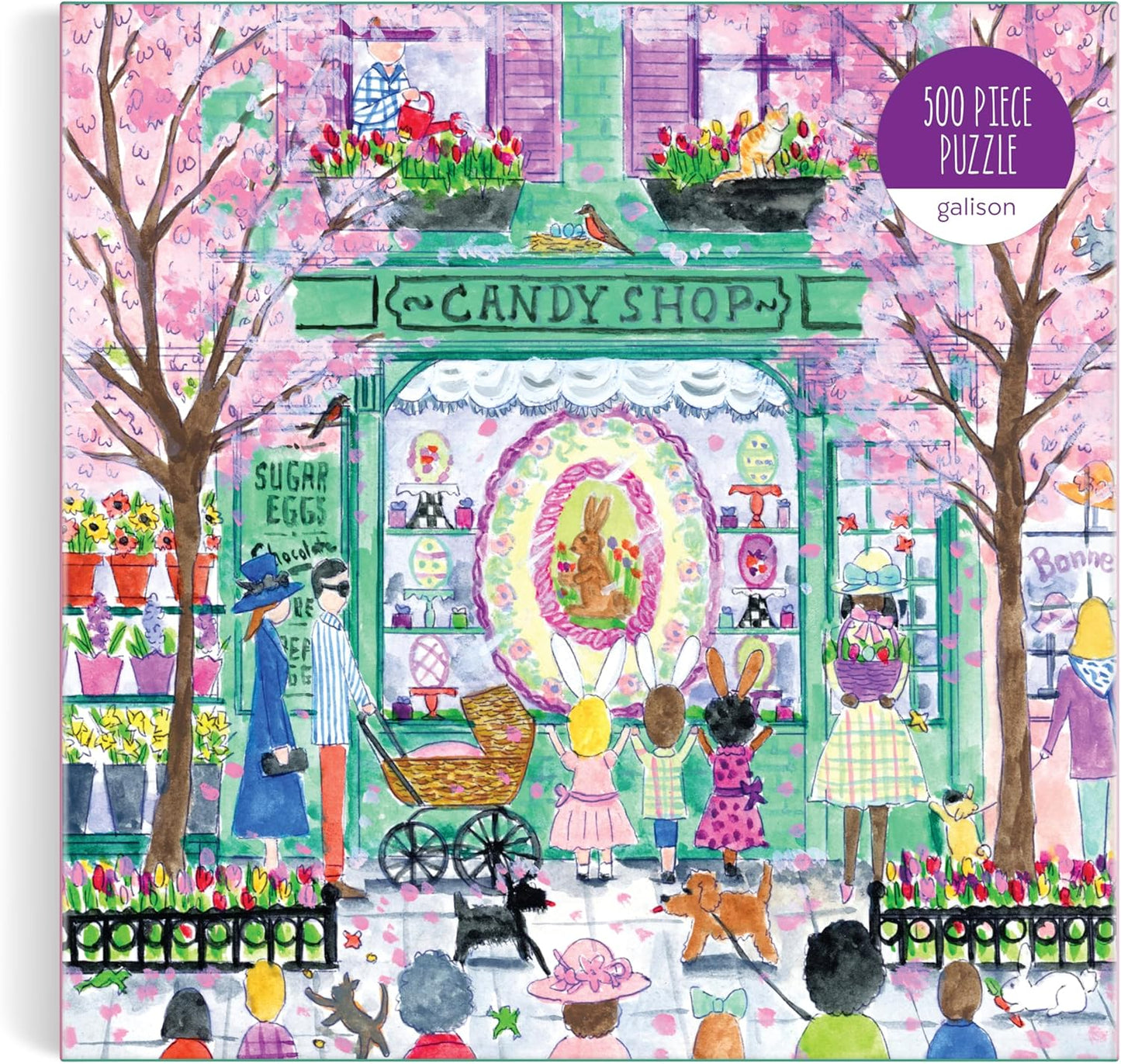 Galison Easter Candy Shop – 500 Piece Michael Storrings Jigsaw Puzzle Featuring Beautiful Artwork of an Easter Candy Confectionery
