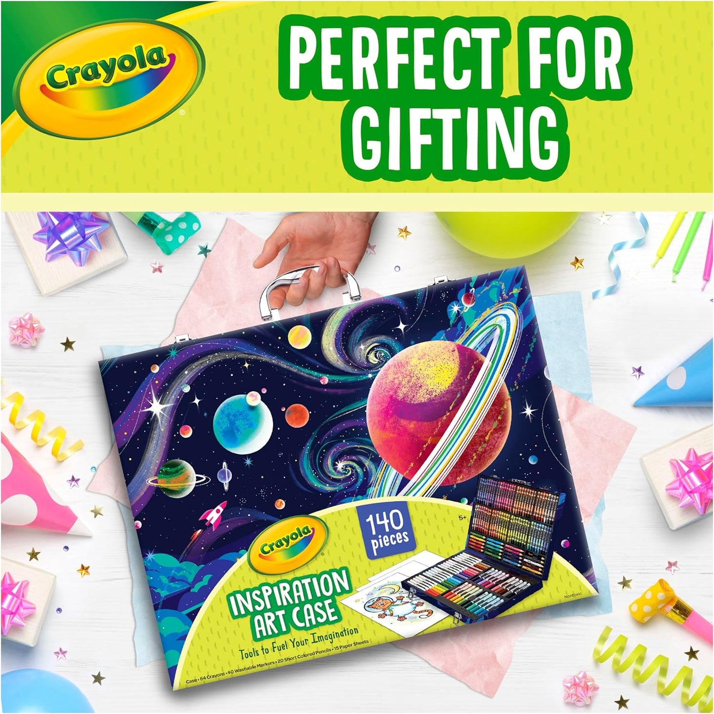 Crayola Inspiration Art Case Space Coloring Set (140pcs), Essential Easter Basket Stuffers, Art Kit for Kids, Crayons, Markers, Pencils, Easter Gifts for Kids, Ages 5+ [Amazon Exclusive]