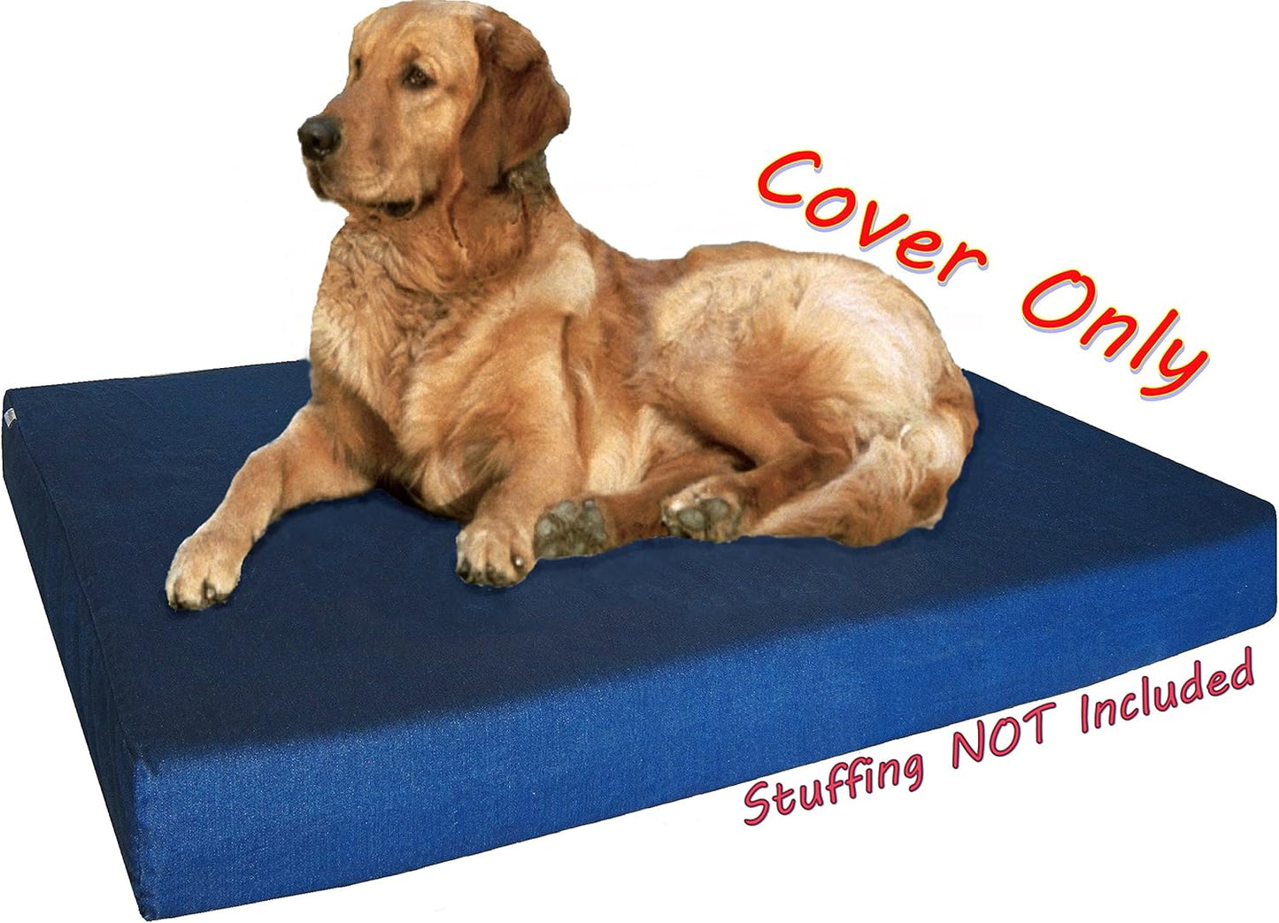 Dogbed4less 47X29X4 Inches Extra Large Blue Color Denim Cotton Jean Dog Pet Bed External Zipper Duvet Cover - Replacement Cover only