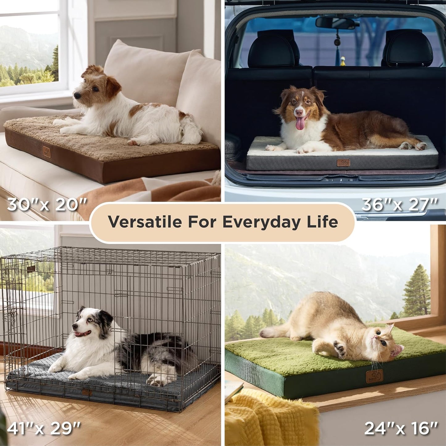 Bedsure Dog Beds Large Sized Dog - Comfy Flat Pet Beds with Removable Washable Cover, Orthopedic Egg Crate Foam Puppy Mat, Suitable for Pet Up to 65 lbs