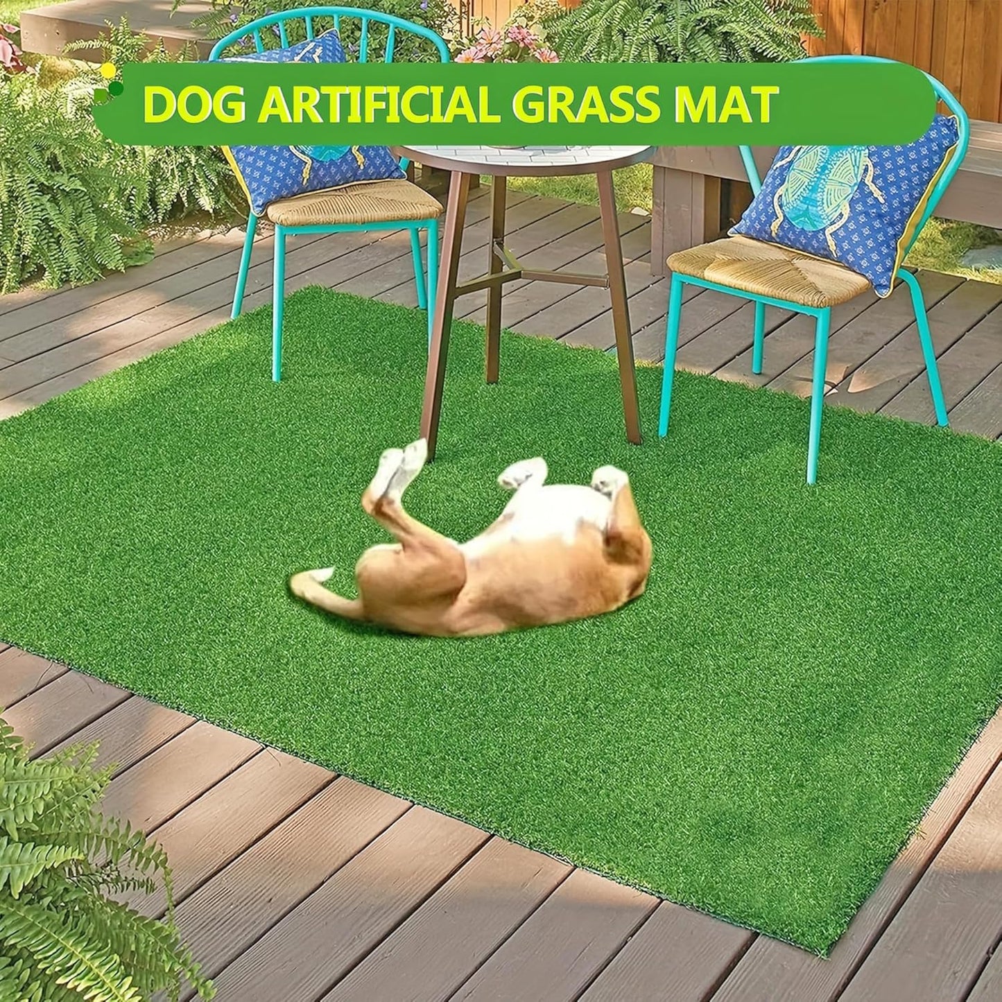 VERAMI Fake Grass Dog Pee Pads -Premium Dog Potty Turf Mat with Drainage Holes, 47.2" x 31.5" , Puppy Training Turf, Reusable Indoor Outdoor Grass Pad for Dogs Potty Training