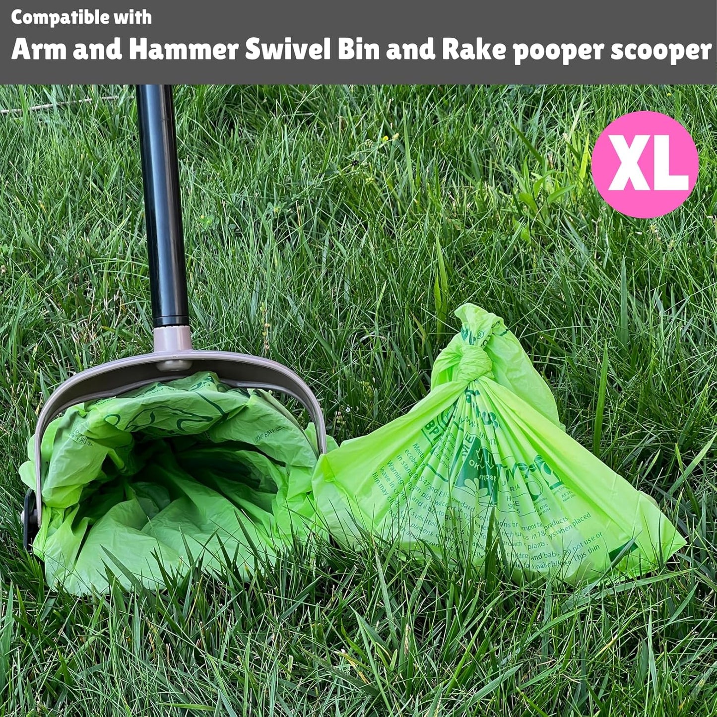 100% Compostable XL Pet Waste Bag (120 ct.) Plant-Based Biodegradable Cat Litter Poop Bags Doggy Poop Bags with Handles Compost Liners US BPI ASTM D6400 & OK Compost Home Certified (120 ct)