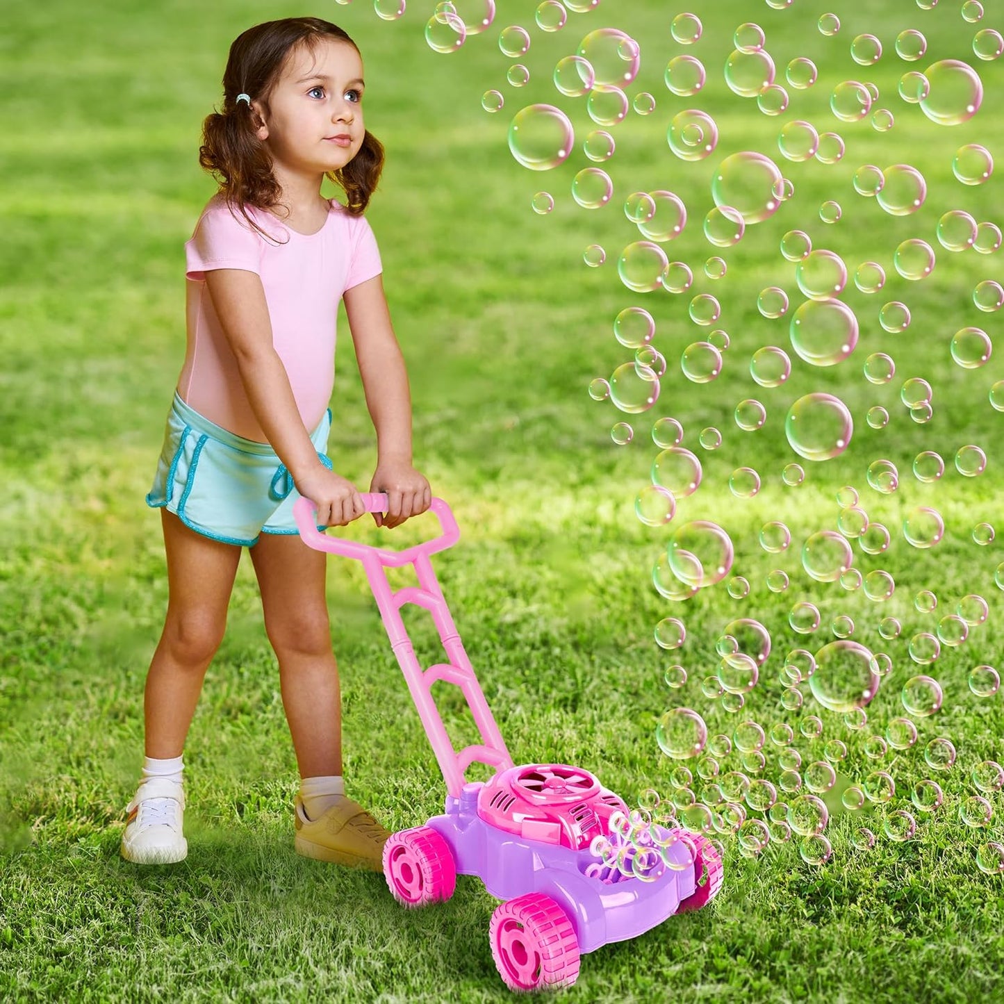 ArtCreativity Bubble Lawn Mower for Toddlers, Kids Bubble Machine for 2-Year-Old Girl Gifts, Easter Basket Stuffers for Kids, Push Toys for Toddlers Age 2 3+ Birthday Easter Gifts for Preschool Girls