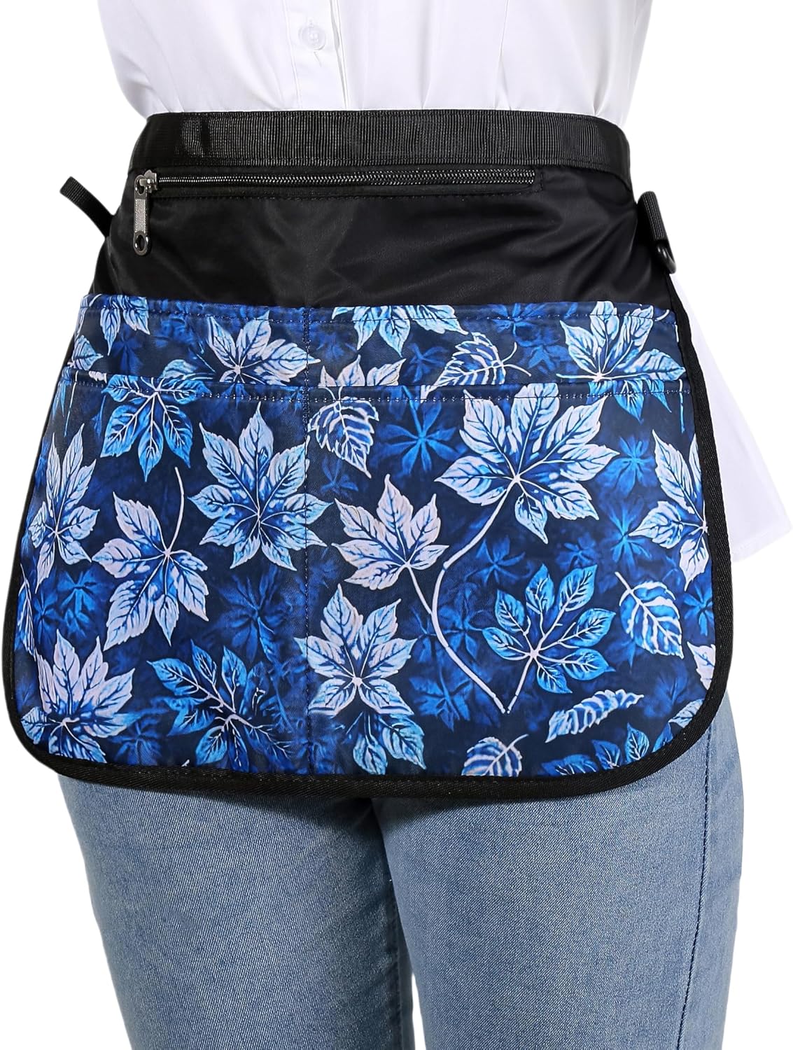 Waterproof Server Apron for Women with 5 Pockets,Quickly Put on and Take off Waitress Aprons,Work Apron for Bartender Barista