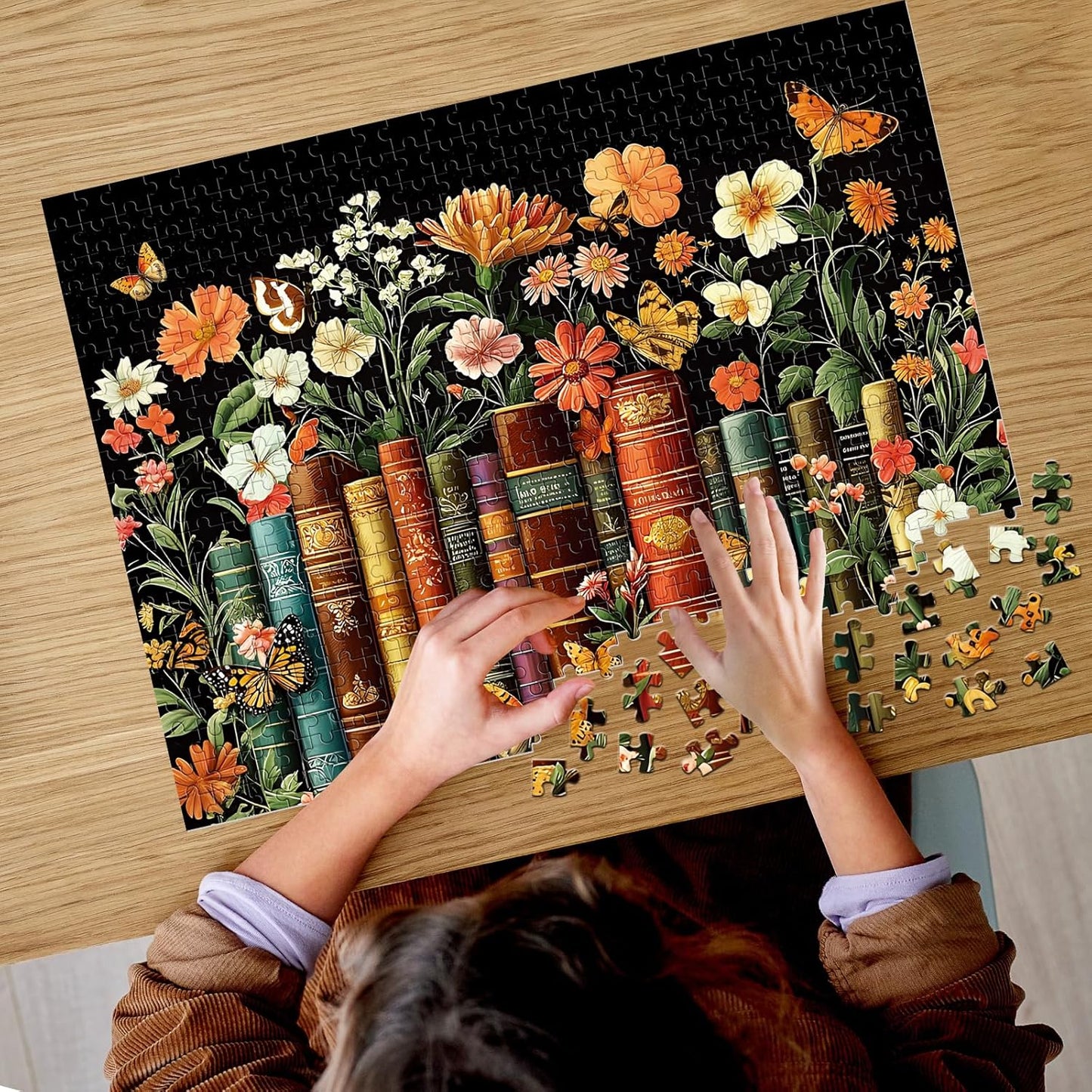 500 Piece Puzzle for Adults | Vintage Wildflowers Books Puzzle | Recycled Cardboard Plant Flowers Jigsaw Puzzle 500 Pieces | Challenging Game Home Decor Birthday Party Gift Toy for Adults Seniors