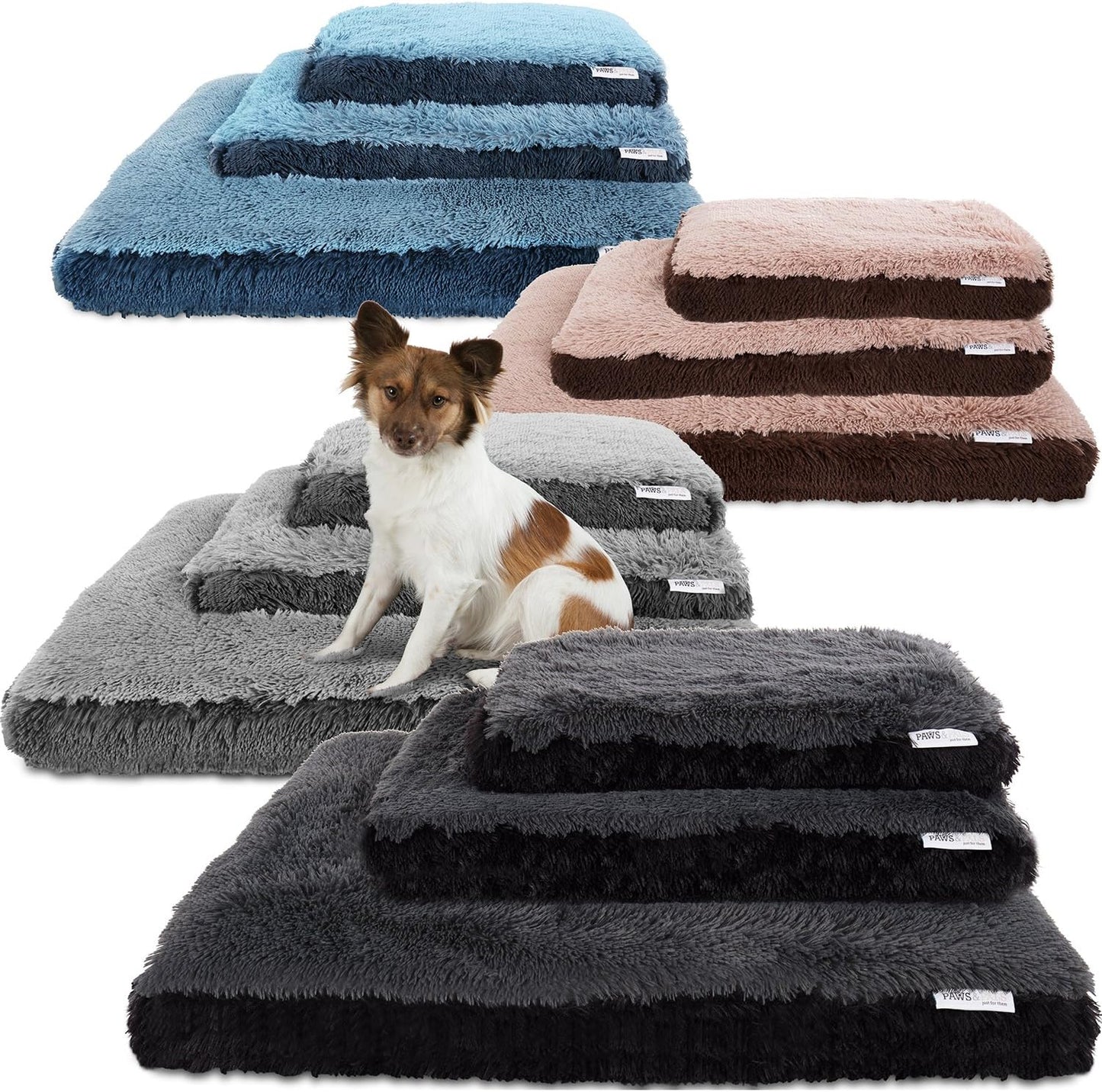 Paws & Pals Dog Bed for Pets & Cats - Fuzzy Foam Deluxe Premium Bedding Cuddler Lounger Two-Toned Design for Home & Crate (Medium, Blue)