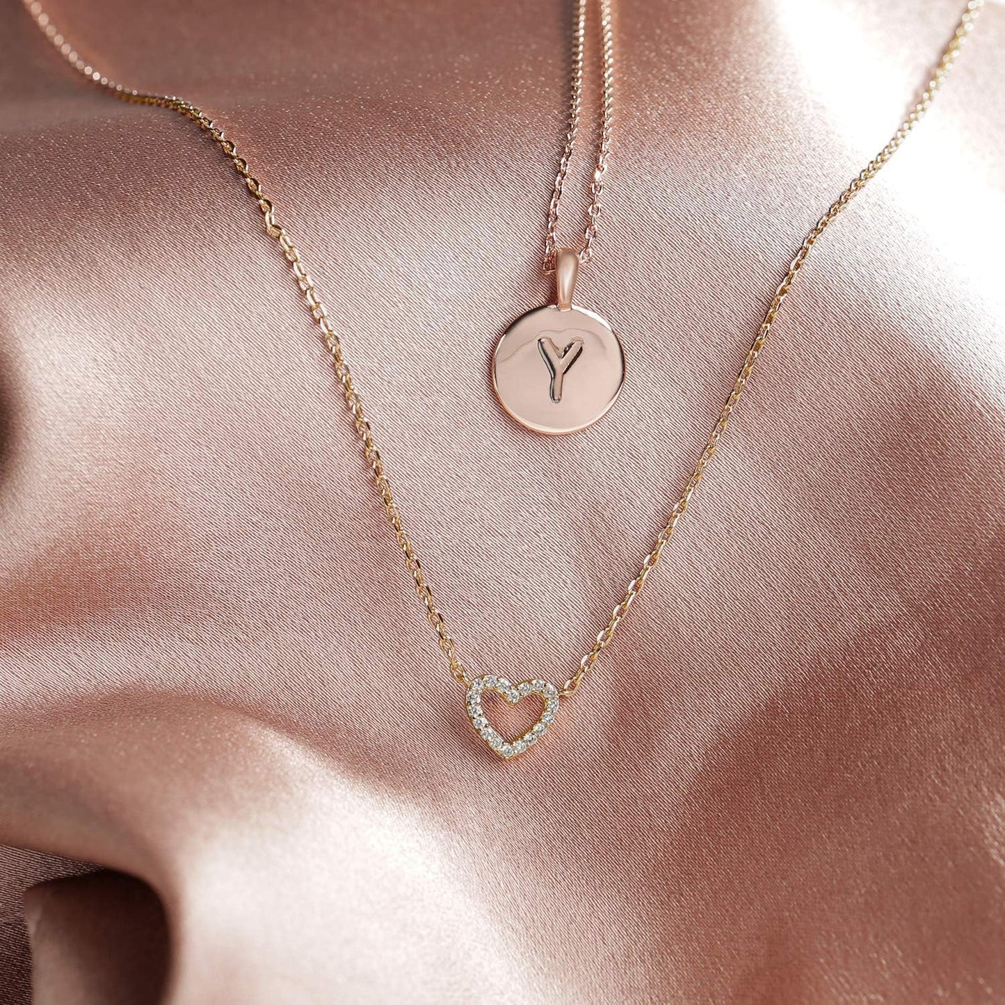 PAVOI 14K Gold Plated Cubic Zirconia Heart Necklace | Cute Dainty Love Pendant Necklaces for Women - Valentines Day Trendy Jewelry