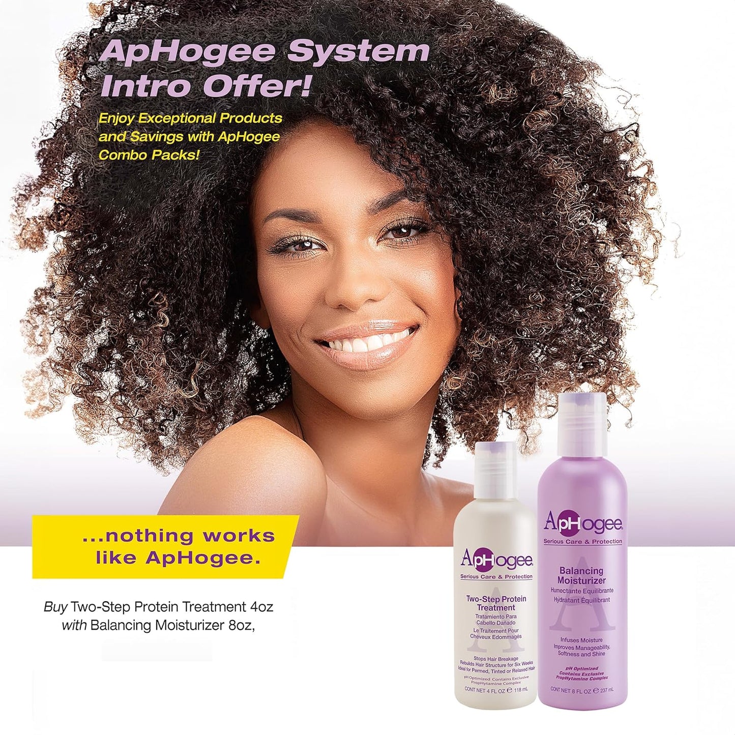 Aphogee Hair Care Double Bundle – Two-Step Protein Treatment (4 fl oz) & Balancing Moisturizer (8 fl oz)
