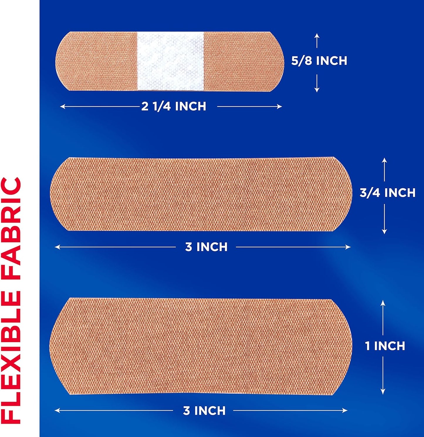 Band-Aid Brand Flexible Fabric Adhesive Bandages for Wound Care & First Aid, Assorted Sizes, 100 ct