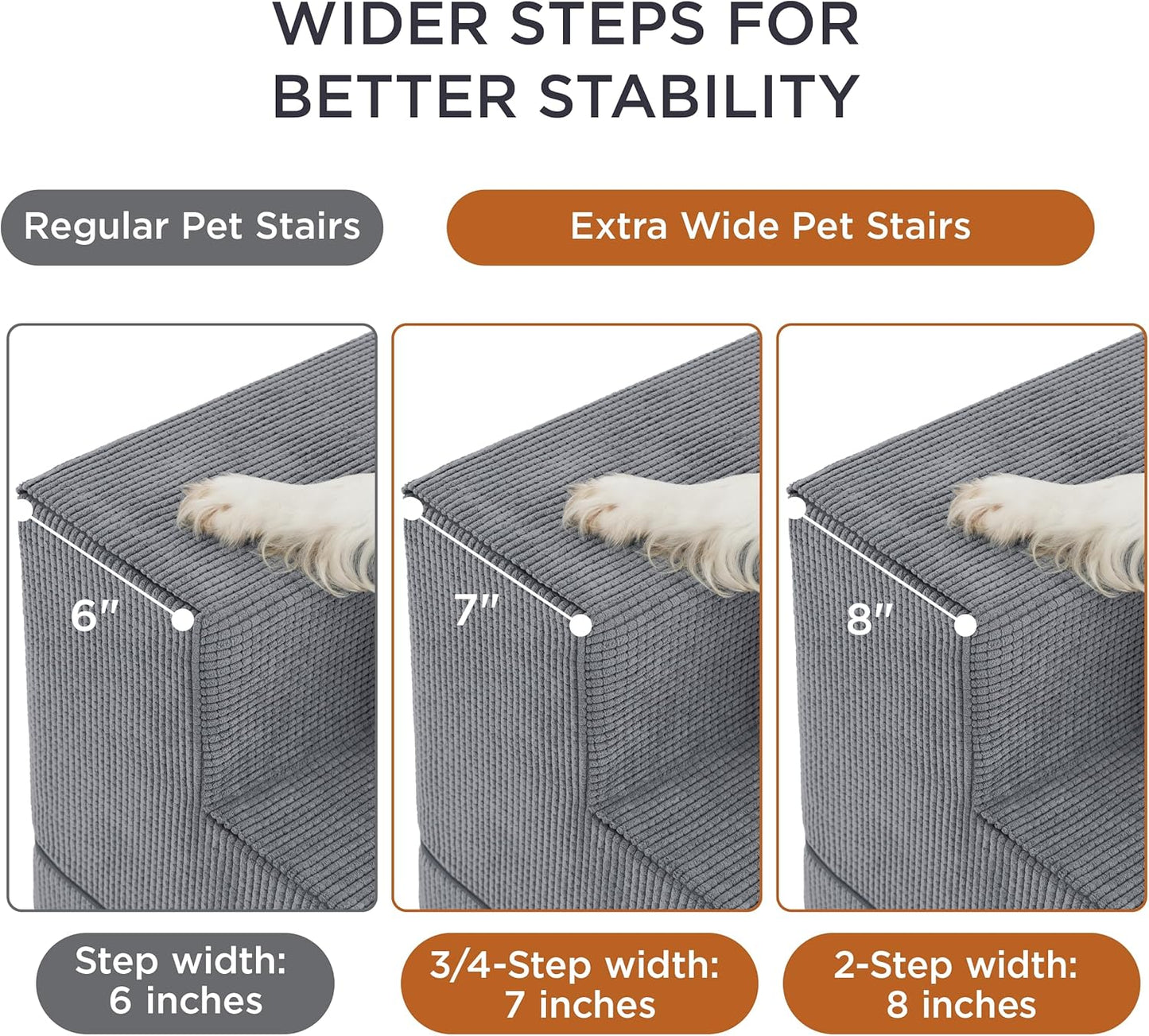LE SURE Dog Stairs for High Beds Extra Wide Foldable Pet Steps 4-Steps for Small Dogs and Old Cats with CertiPUR-US Certified Foam and Non-Slip Bottom, Grey