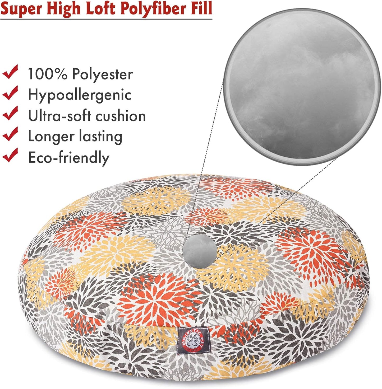Majestic Pet Citrus Blooms Large Round Pet Bed