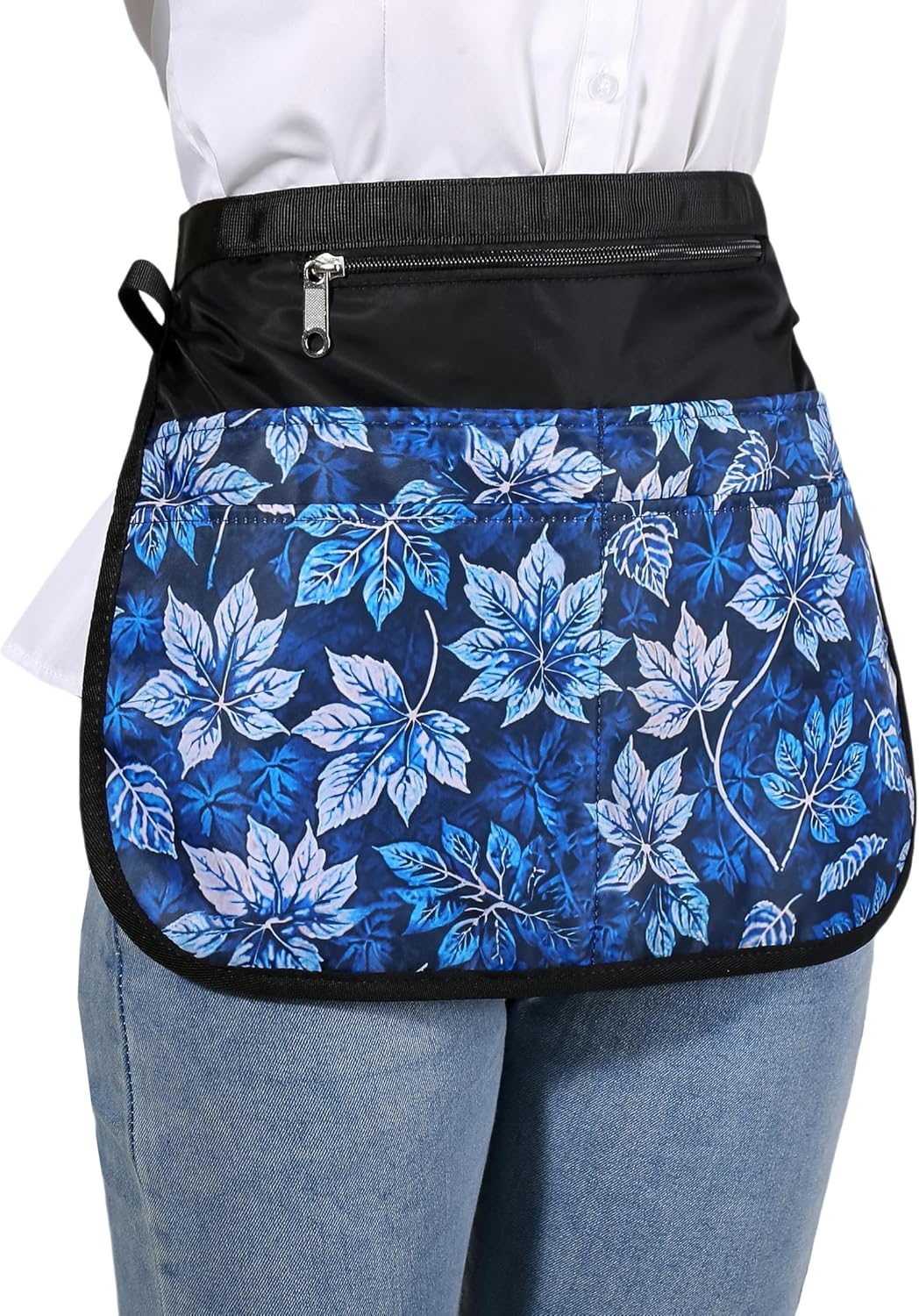 Waterproof Server Apron for Women with 5 Pockets,Quickly Put on and Take off Waitress Aprons,Work Apron for Bartender Barista