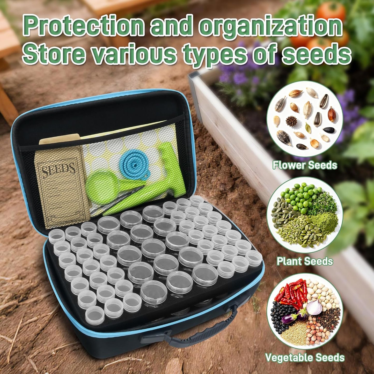 114 Slots Seed Storage Organizer Kit with 20 Envelopes, Waterproof Seed Storage Box, Transparent Bottles, Tweezers, Funnel, Sower for Vegetable Flower Garden Seeds Saver Kit for Vegetable