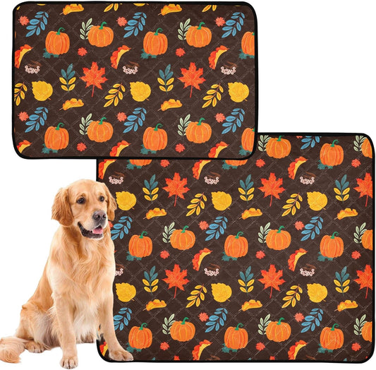 Burbuja Fall Pumpkin Washable Pee Pad for Dogs, Absorbent Leakproof Puppy Training Pad Reusable & Waterproof & Non-Slip Whelping Pad for Playpen Crate Bed Sofa, 20x24 in