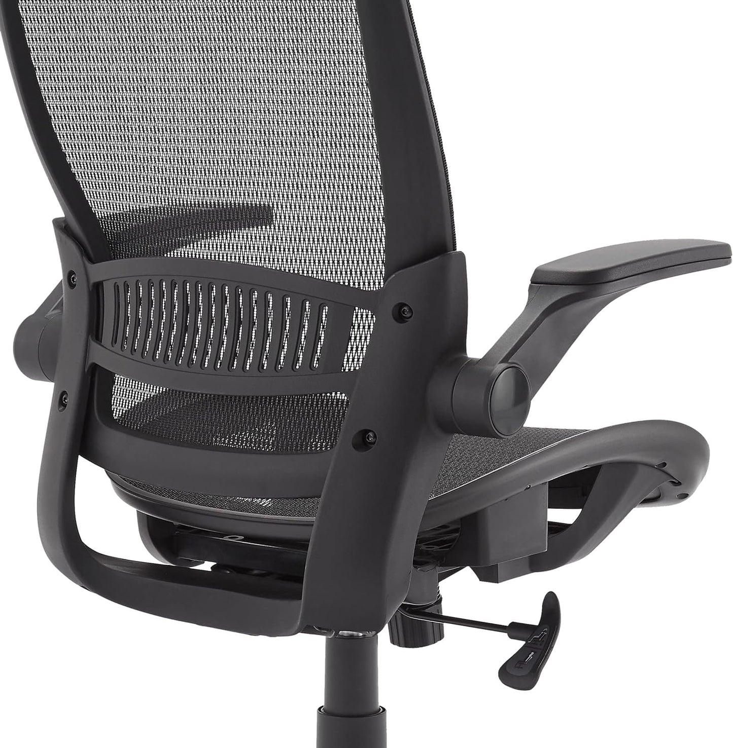 Amazon Basics Ergonomic High-Back Office Chair, Breathable Mesh, 360° Swivel, Easy to Assemble, Comfortable Flip-Up Armrests, 25.5"D x 26.25"W x 49.25"H, Black